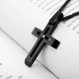 EyeYoYo Cross Stainless Steel Choker Necklace for Men