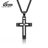 EyeYoYo Cross Stainless Steel Choker Necklace for Men