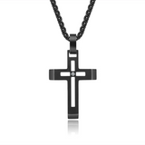 EyeYoYo Cross Stainless Steel Choker Necklace for Men