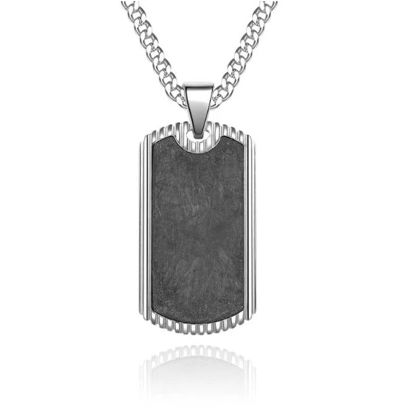 EyeYoYo High Men Military Army Carbon Fiber Charm Dog Tags Necklace