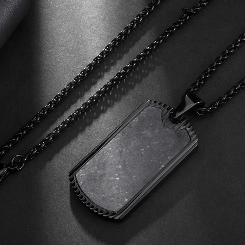 EyeYoYo High Men Military Army Carbon Fiber Charm Dog Tags Necklace