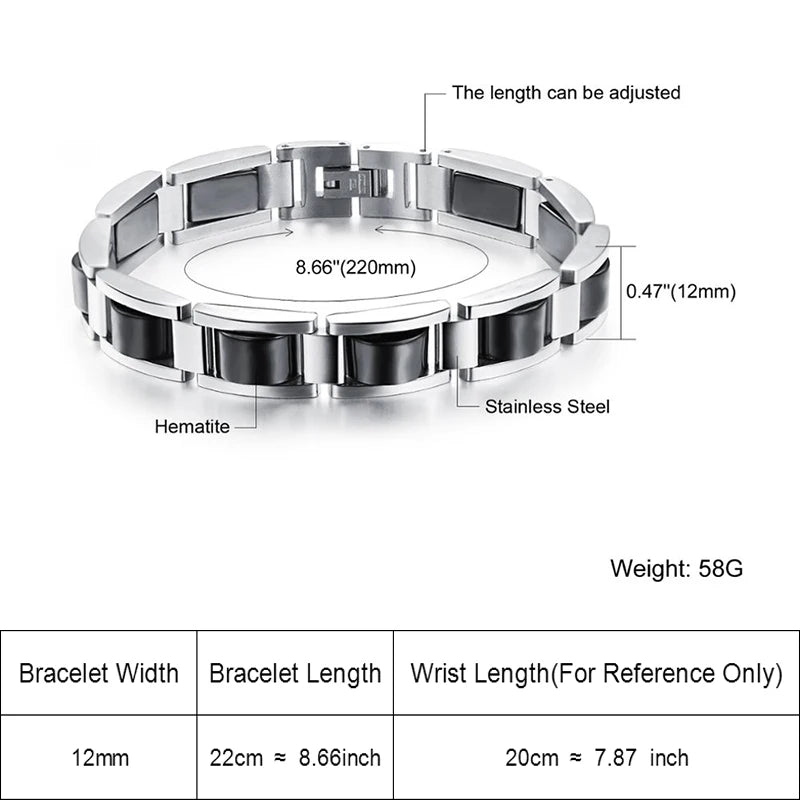 EyeYoYo Men's 316L Stainless Steel Magnetic Bracelet - Domineering Thick Design