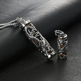 EyeYoYo Men's Dragon Pendant Necklace Stainless Steel Hip Hop Animal Jewelry