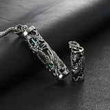 EyeYoYo Men's Dragon Pendant Necklace Stainless Steel Hip Hop Animal Jewelry