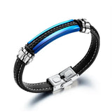 EyeYoYo Titanium Steel Leather Bracelet for Couple