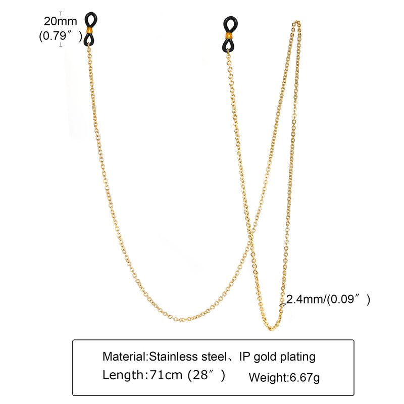 Silver Eyeglass Chain Necklace Stainless Steel Links Holder