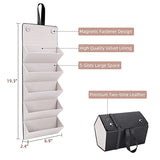5-Slot Eyeglass Sunglasses Organizer Roll Up PU Leather Storage Box