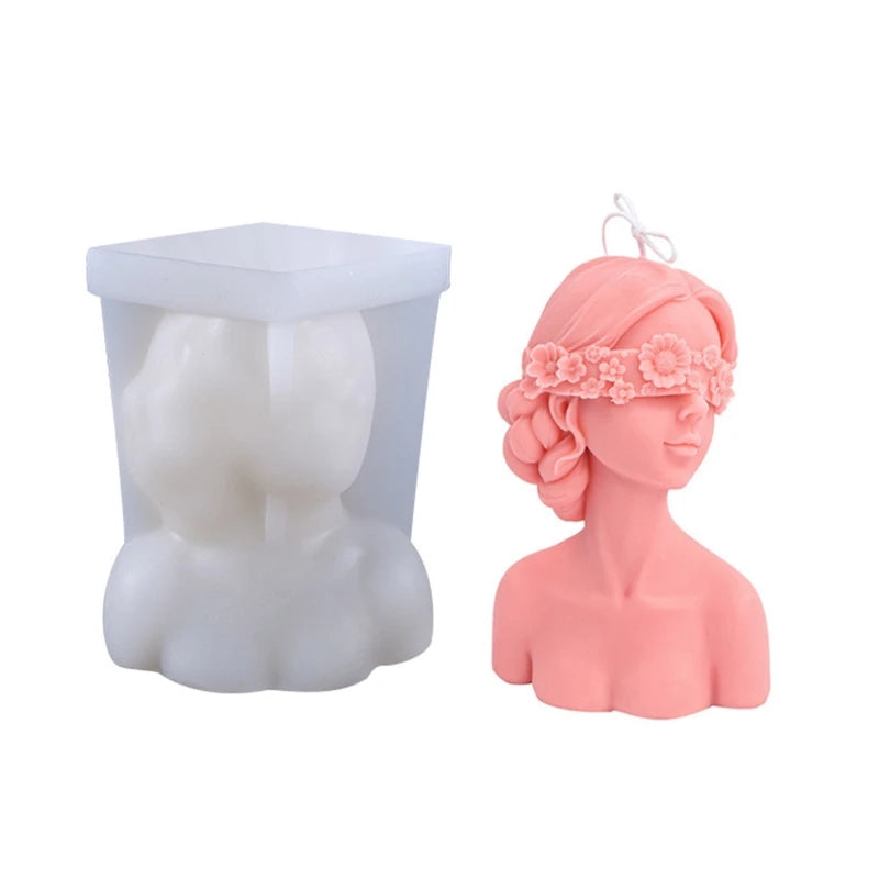 Closed Eyes Girl Clay Candle UV Crystal Epoxy Resin Mold