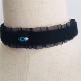 Eyes Lace Choker Female Gothic Punk Velvet Adjustable Torques Necklace