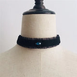 Eyes Lace Choker Female Gothic Punk Velvet Adjustable Torques Necklace