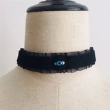 Eyes Lace Choker Female Gothic Punk Velvet Adjustable Torques Necklace