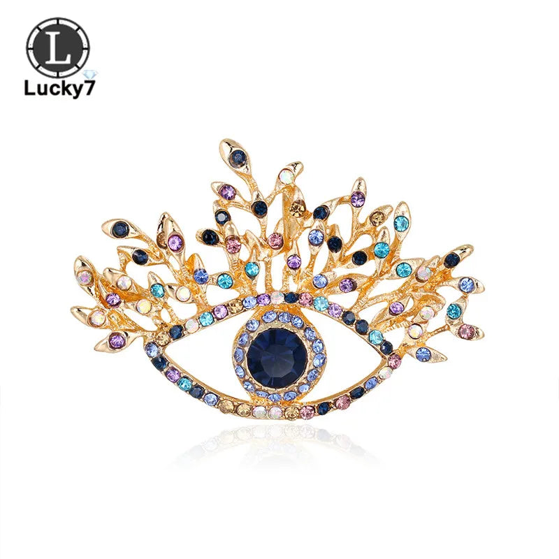 Exaggerated Eye Brooch Alloy Rhinestone Corsage Clothing Accessories