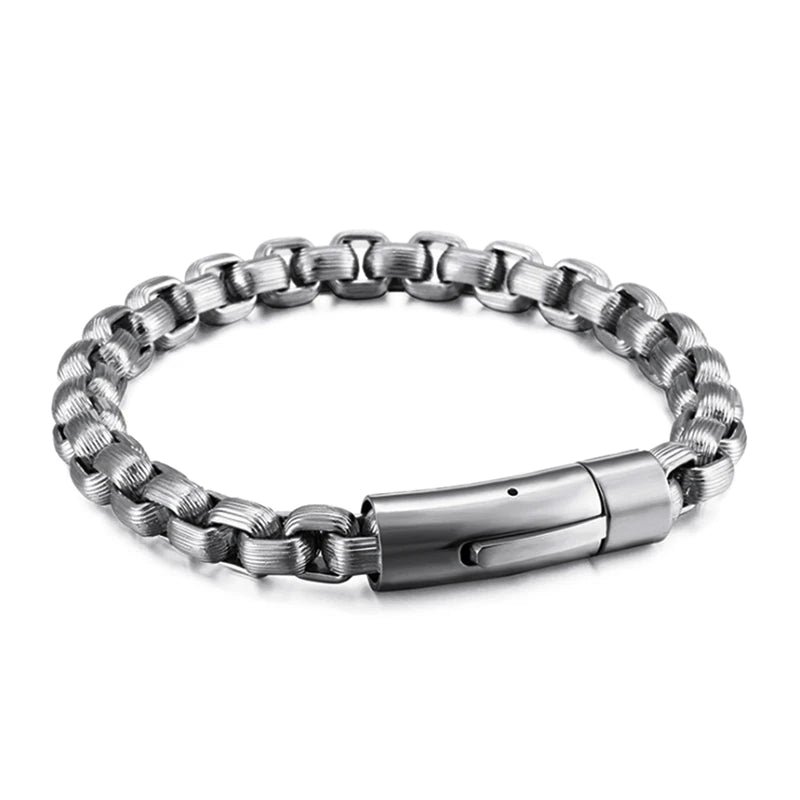Eyeyoyo Men Chain Bracelet Stainless Steel Button Neutral