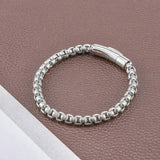 Eyeyoyo Men Chain Bracelet Stainless Steel Button Neutral