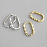925 Silver Oval Hoop Earrings for Girls