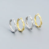 925 Silver Twist Hoop Earrings Geometric Circle Piercing Ear Fine Jewelry