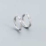 925 Silver Twist Hoop Earrings Geometric Circle Piercing Ear Fine Jewelry