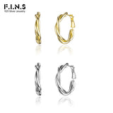 925 Silver Twist Hoop Earrings Geometric Circle Piercing Ear Fine Jewelry