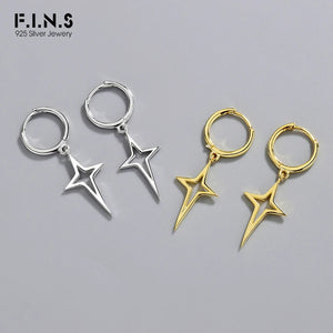 925 Silver Geometric Star Earrings Punk Hollow Star Jewelry
