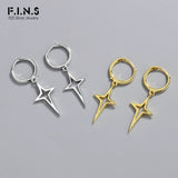 925 Silver Geometric Star Earrings Punk Hollow Star Jewelry