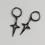 925 Silver Geometric Star Earrings Punk Hollow Star Jewelry