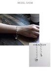 S925 Sterling Silver Linked Chain Bead Pendant Bracelet