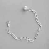 S925 Sterling Silver Linked Chain Bead Pendant Bracelet