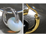 925 Silver Geometric Jade Hoop Earring Thick Round Stone Earrings for Women