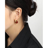 925 Silver Geometric Jade Hoop Earring Thick Round Stone Earrings for Women