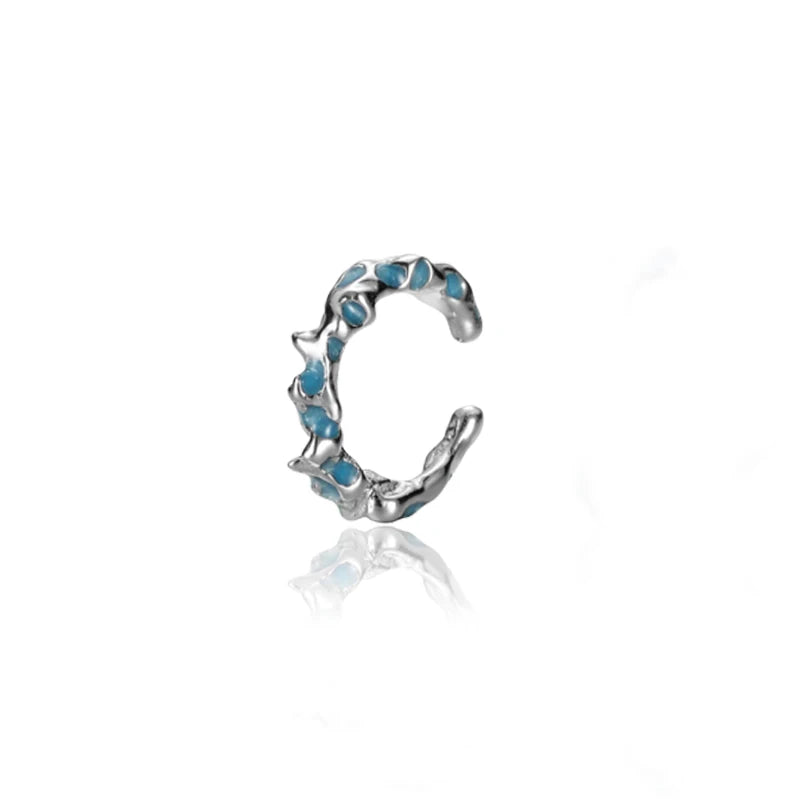S925 Sterling Silver Drop Glazed Ear Clip Earrings