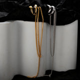 Hyperbole S925 Silver Ear Clip Double-Layer Zircon Tassel Earcuff