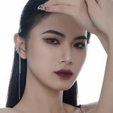 Hyperbole S925 Silver Ear Clip Double-Layer Zircon Tassel Earcuff