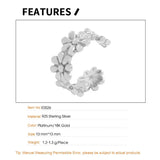 S925 Sterling Silver Flower Ear Clip for Women No Ear Holes