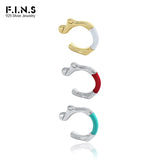 S925 Sterling Silver Ear Clip Irregular Lines Enamel Stackable Catilage Earcuff