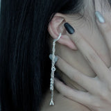S925 Sterling Silver Tassel Chain Earrings with Zircon