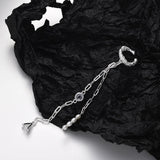 S925 Sterling Silver Tassel Chain Earrings with Zircon