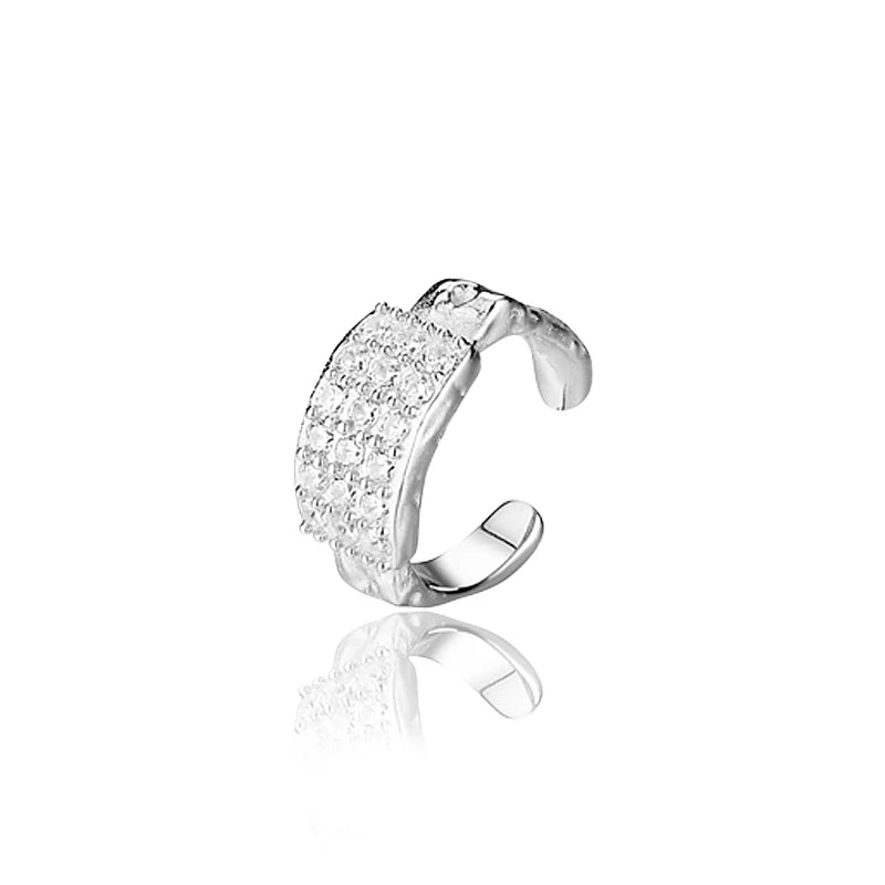 Sparkling Zircons S925 Sterling Silver Ear Clip CZ Inlaid Ear Cuffs