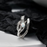 Opal 100% S925 Sterling Silver Ear Clip Double-Layer Hollow Irregular Earcuff