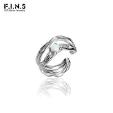 Opal 100% S925 Sterling Silver Ear Clip Double-Layer Hollow Irregular Earcuff