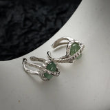 Chinese Style S925 Silver Aventurine Ear Clip