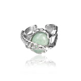 Chinese Style S925 Silver Aventurine Ear Clip