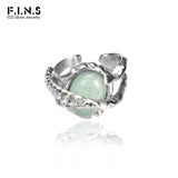 Chinese Style S925 Silver Aventurine Ear Clip