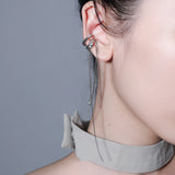 S925 Sterling Silver Tassel Box Chain Ear Clip Earrings