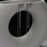 S925 Sterling Silver Tassel Box Chain Ear Clip Earrings