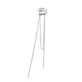 S925 Sterling Silver Tassel Box Chain Ear Clip Earrings