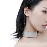 S925 Sterling Silver Tassel Box Chain Ear Clip Earrings