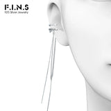 S925 Sterling Silver Tassel Box Chain Ear Clip Earrings