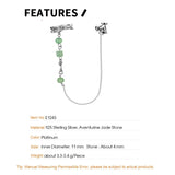 S925 Sterling Silver Ear Clip Green Aventurine Bamboo Stone Bead Studs