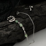 S925 Sterling Silver Ear Clip Green Aventurine Bamboo Stone Bead Studs