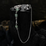 S925 Sterling Silver Ear Clip Green Aventurine Bamboo Stone Bead Studs